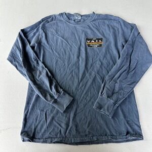 Vail Colorado Shirt Mens Small blue Crew Neck Graphic Tee Long Sleeve Rocky MNTS